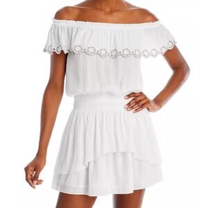 Ramy Brook Cynthia Off The Shoulder Mini Dress Women’s Large Ivory Dainty NEW